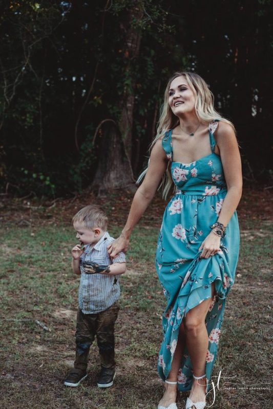 toddler walks into pond in middle of family photo shoot