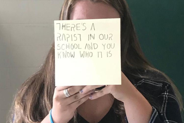 High School Student Aela Mansmann, Who Was Suspended After Calling Out Rapists, Sues School | Fifteen-year-old Aela Mansmann, a sophomore at Cape Elizabeth High School, was suspended for “bullying” after posting a note that read, “There’s a rapist in our school and you know who it is.”