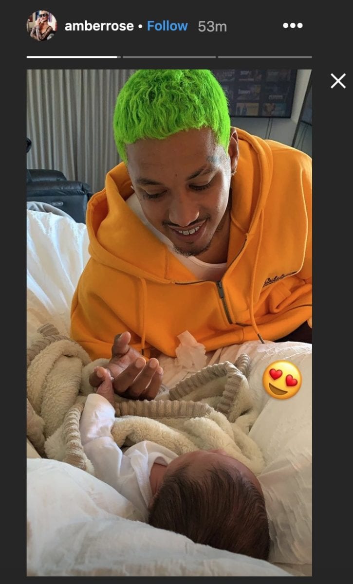 amber rose is now the mom of two little boys after welcoming son with boyfriend alexander edwards | "slash electric alexander edwards.. the world is now. thank for loving me so much that put body it bring my the world. i could never be as strong as . slash a rockstar."