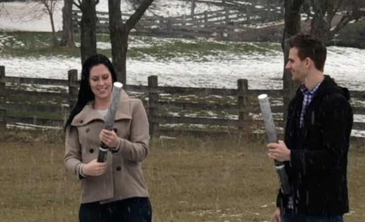 Mom Accidentally Blasts Partner in Face with Gender Reveal Confetti Cannon When She Wasn't Paying Attention