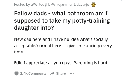 dads: which restroom do you take potty training daughter to?