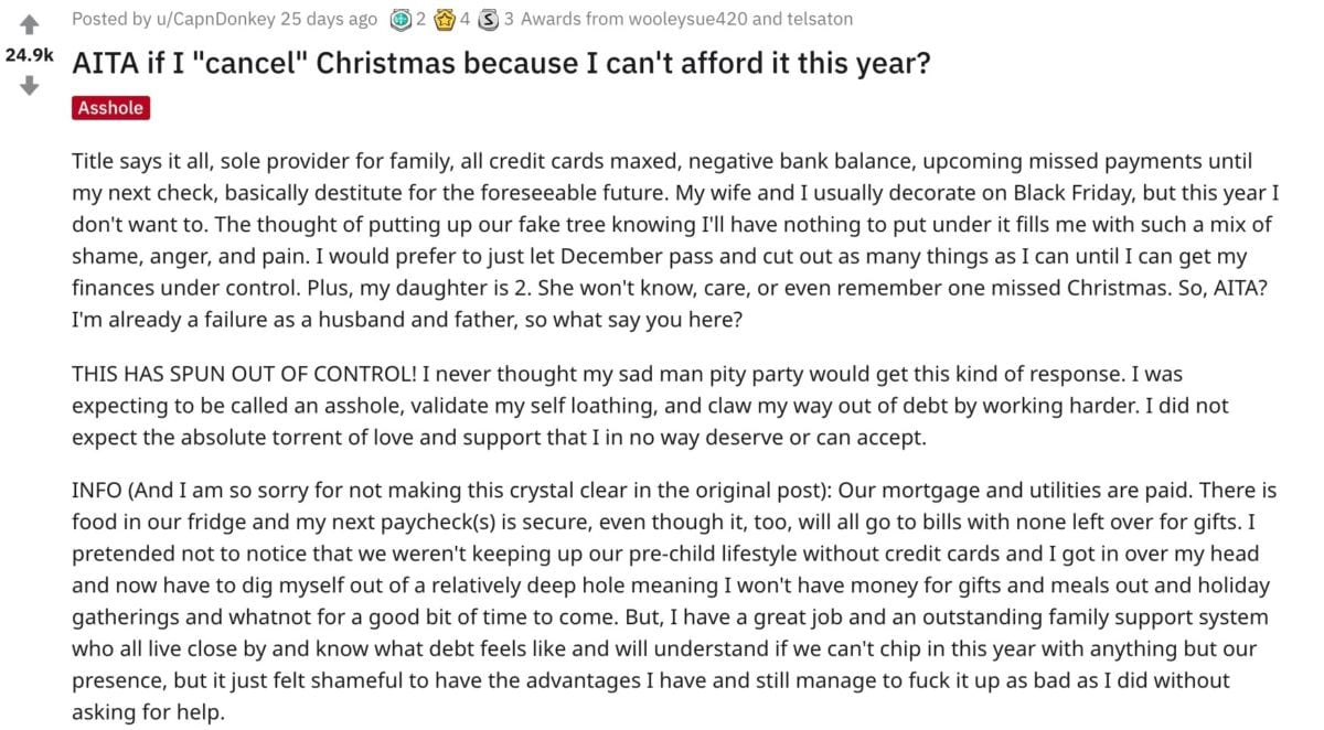 This Dad Wants to Know if He Can 'Cancel' Christmas for His Kids Because of Money Struggles