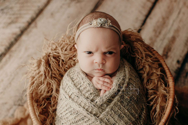 This 'Mean Mug' Viral Baby Photoshoot Is So Good It Cured Us of Scowling Forever