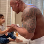 The Rock Washes Daughters Hands While Lovingly Singing Song from Moana