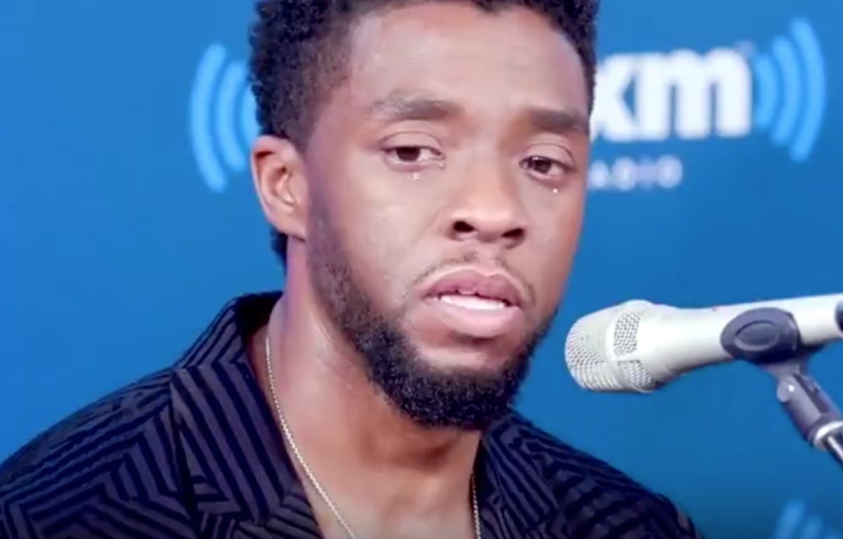 a video of chadwick boseman getting emotional after 2 of his young fans passed away following a battle with cancer