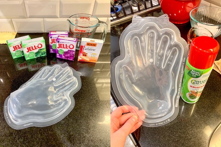 We’ve got a giant gummy recipe for Halloween that will thrill the kids using a giant mold of a hand and jello ingredients