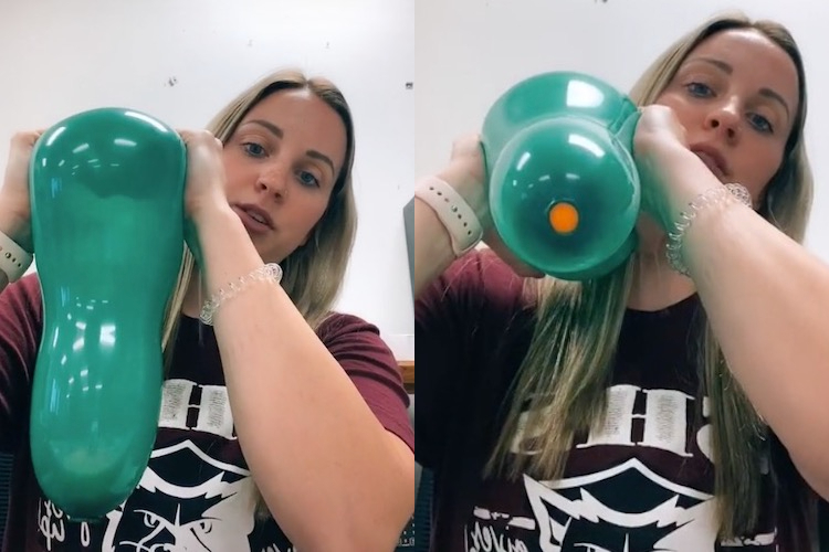 you need to see this teacher's viral childbirth demonstration using a balloon