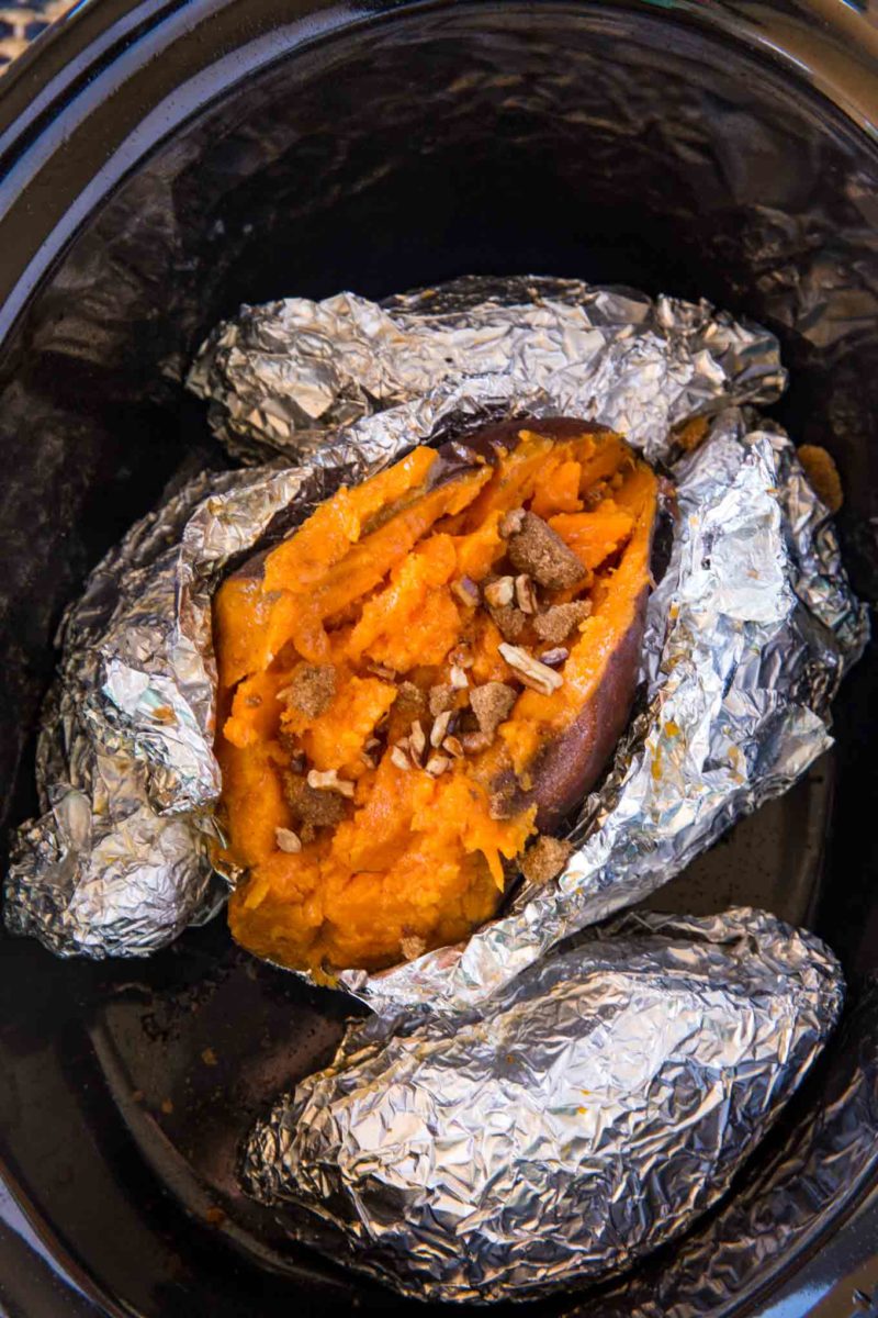 slow cooker baked sweet potatoes