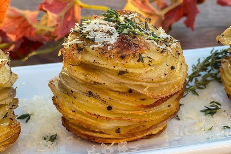 Thanksgiving sides stacked potatoes