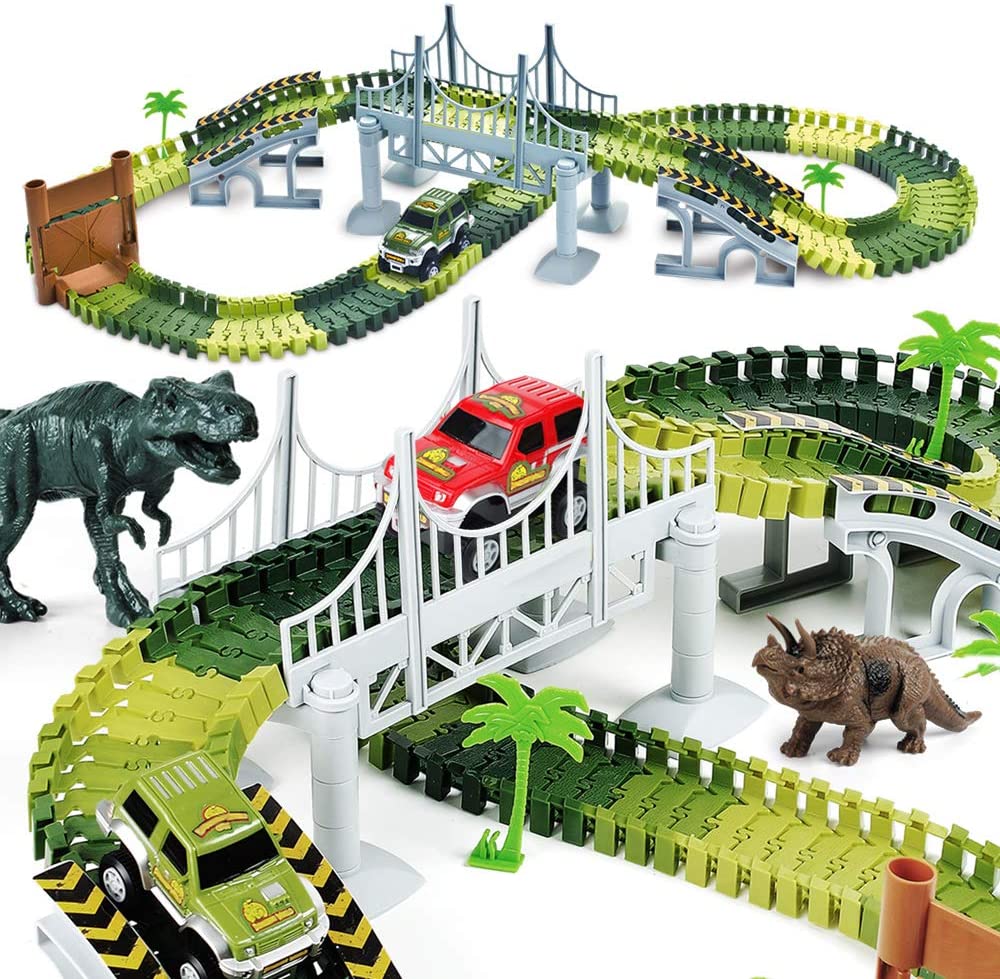 AkoMatial Plastic Creative Pull Back Car Race Track Dinosaur Vehicle Simulation Model Children Playing Toy Gift for Kids 2# 