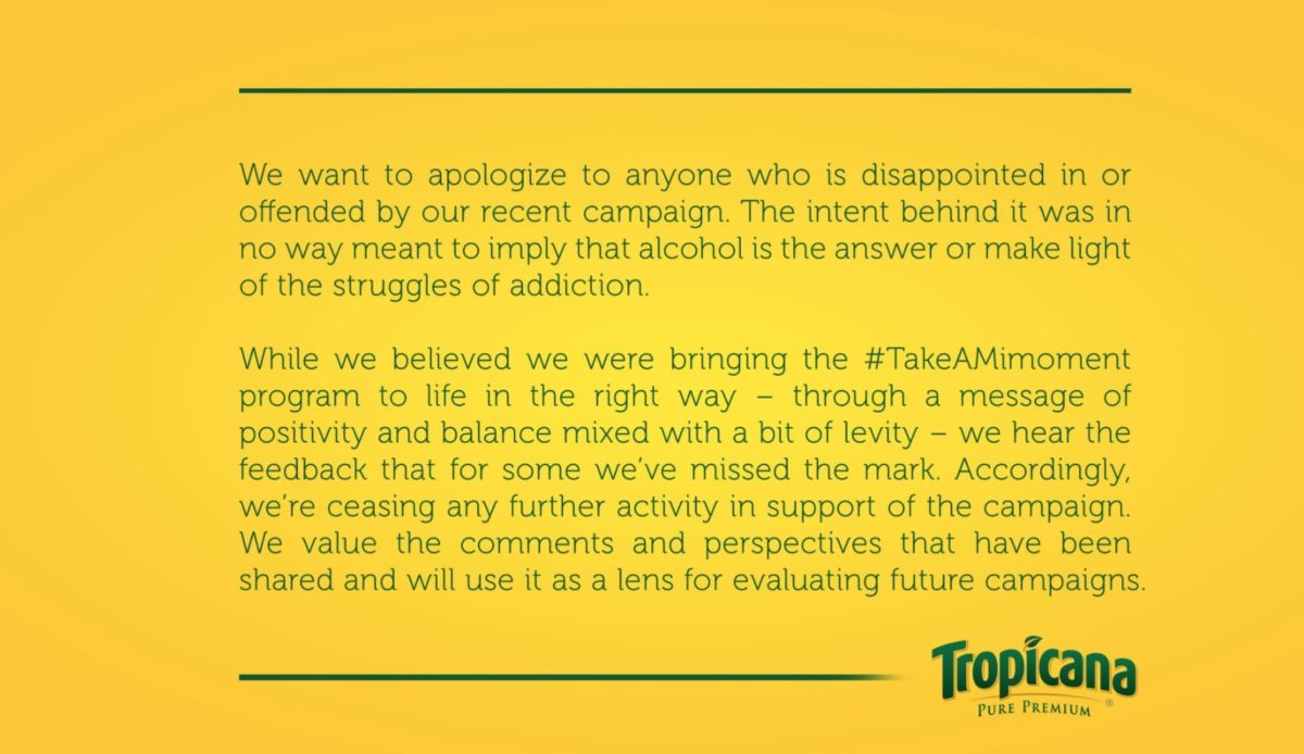 Tropicana Removes Ad Campaign That Suggests Drinking Mimosas