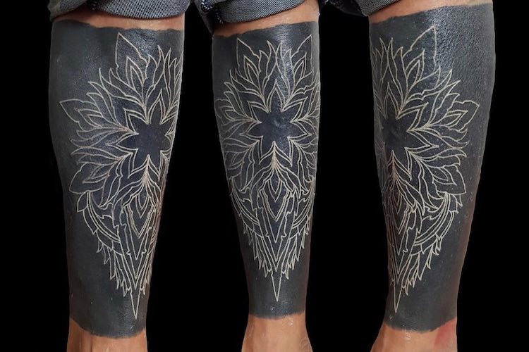 25 blackout tattoos with white ink for the perfect black and white look