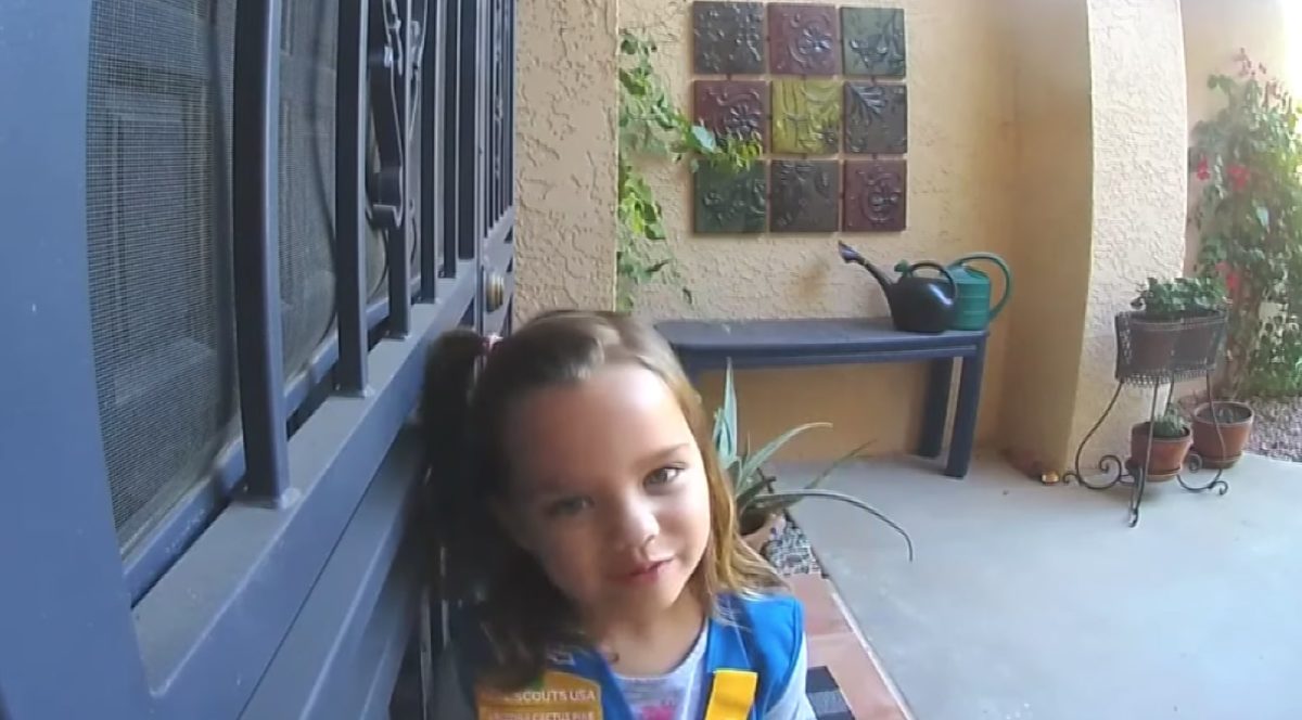 Girl Scout Pitches Cookies To Neighbors By Doorbell Camera