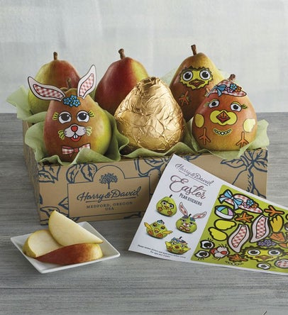 sick of the mess that comes with color easter eggs? these pears are a uniquely clean and fun alternative