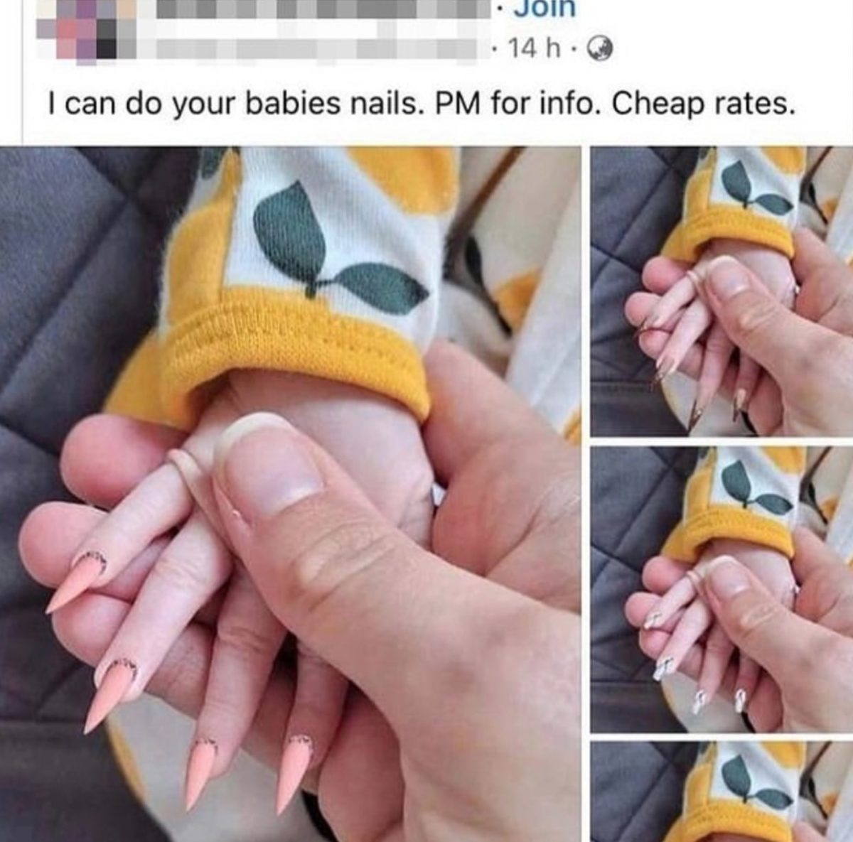 Woman Posts Ad For Doing Baby's Nails -- Reactions Priceless