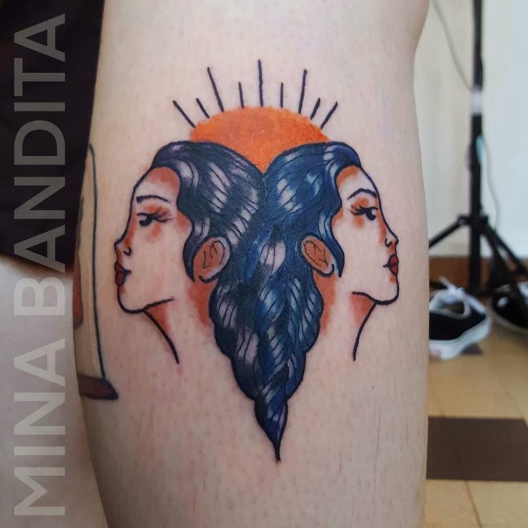 unique two faced gemini tattoo