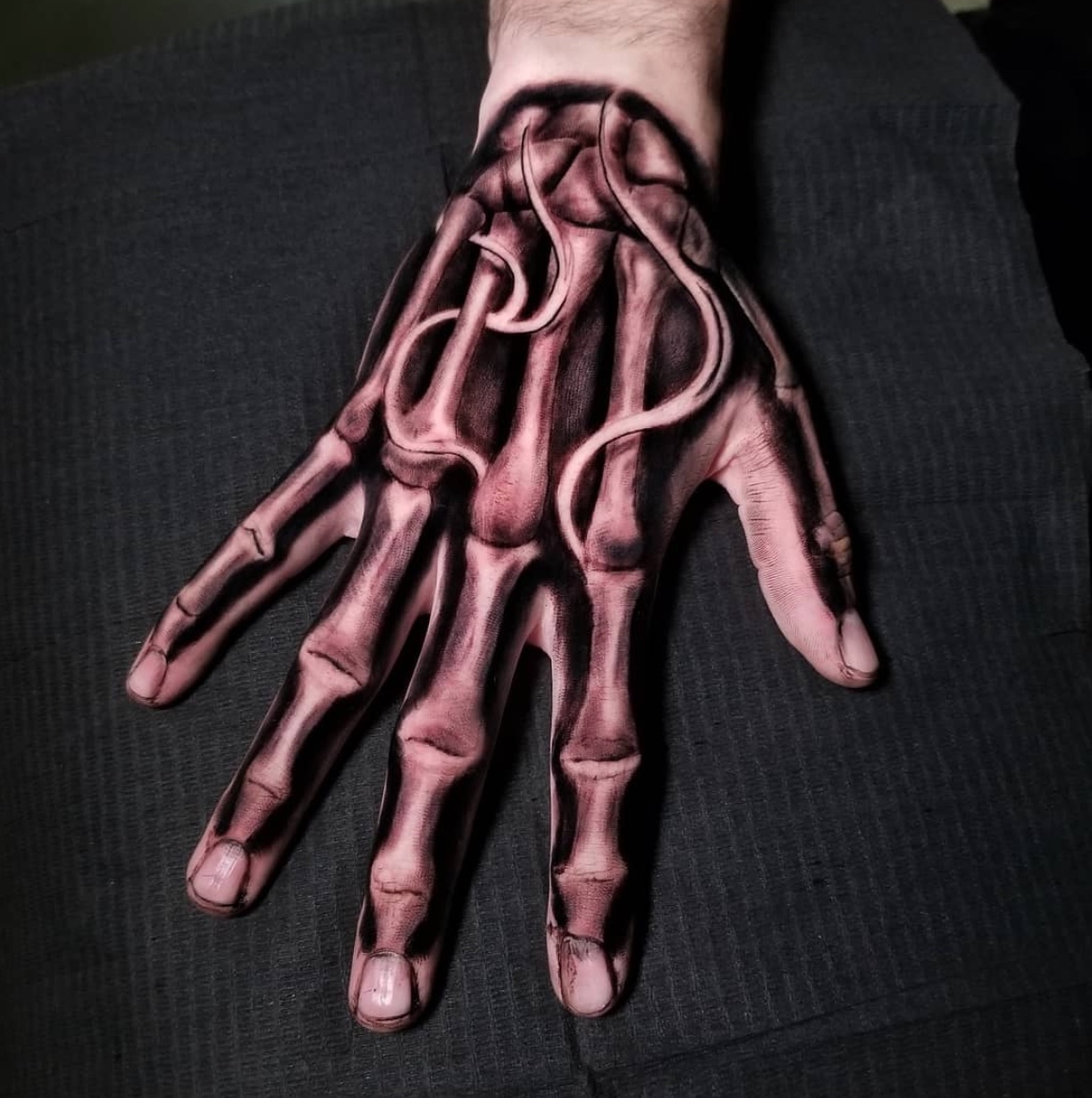 Premium Vector  Hand bone tattoo victory gesture of skeleton hand
