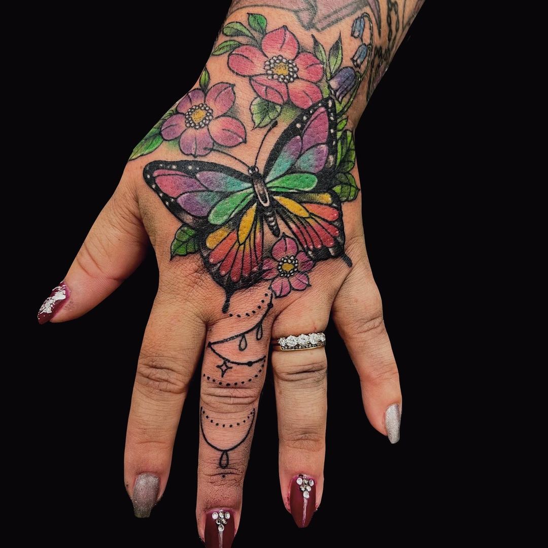 Floral Hands  Traditional hand tattoo Cool tattoos Traditional tattoo