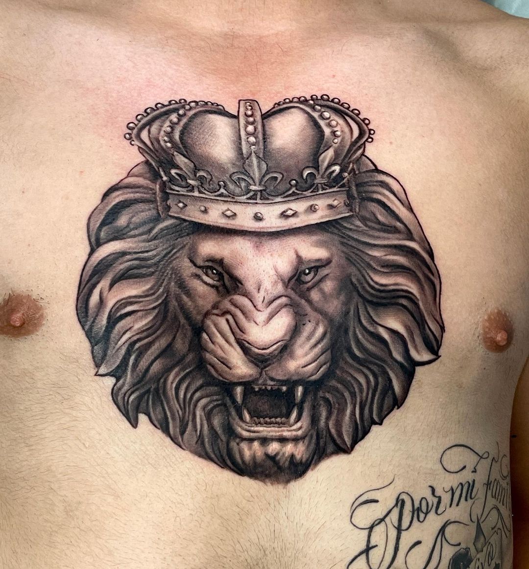 Tattoo uploaded by Kshitij Gurav • Lion tattoo on chest • Tattoodo