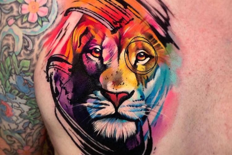 lion chest tattoo