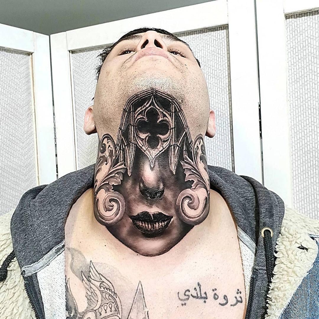 big, bold neck tattoos you can pull off