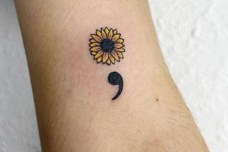 semicolon tattoo ideas that raise mental health awareness & show solidarity