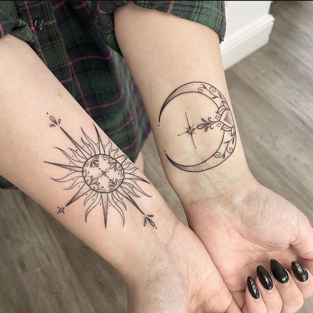 30 Radiant Sun And Moon Tattoo Ideas
