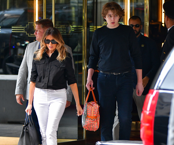 people cannot get over this new photo of barron trump with mom melania in new york city