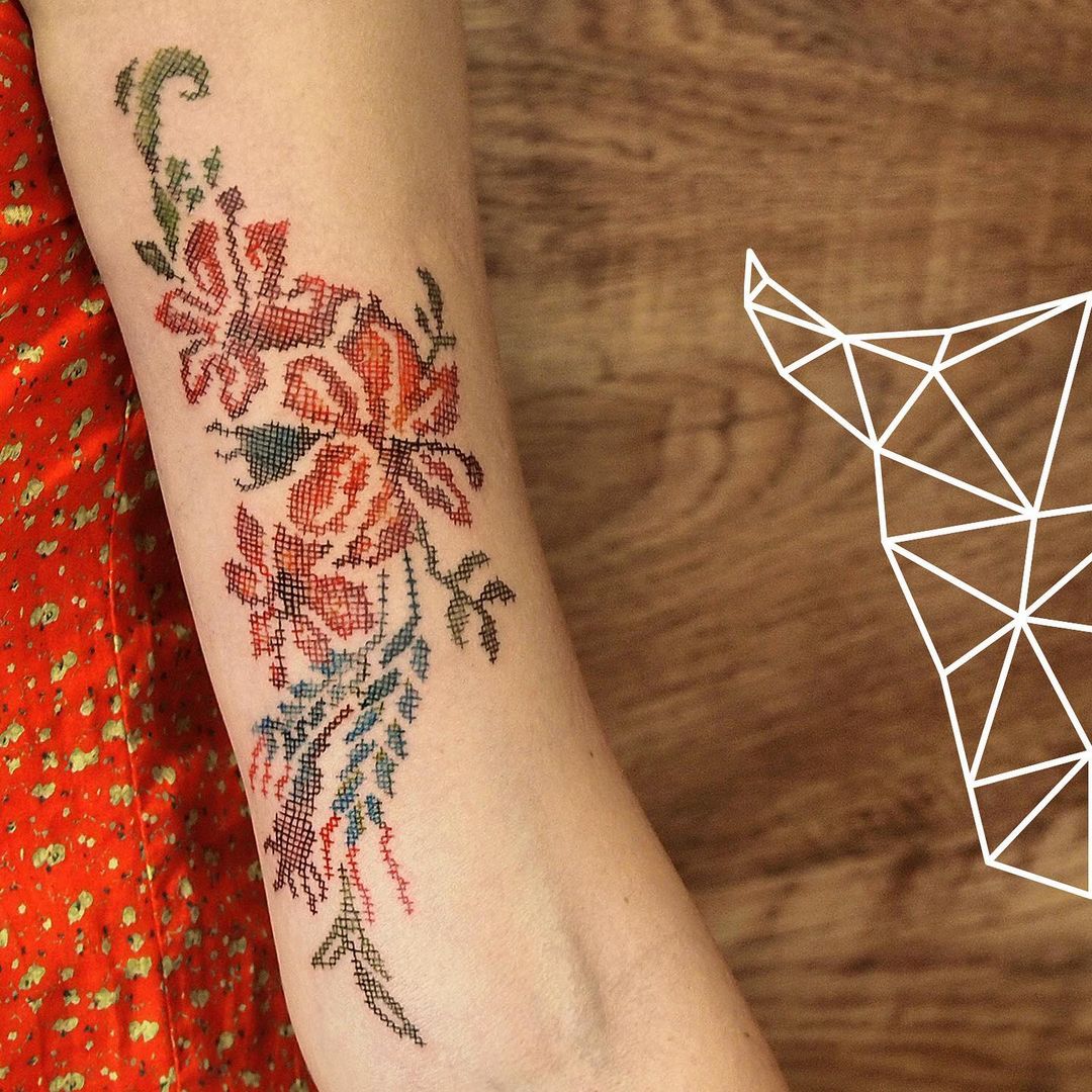 30 cross stitch tattoo ideas