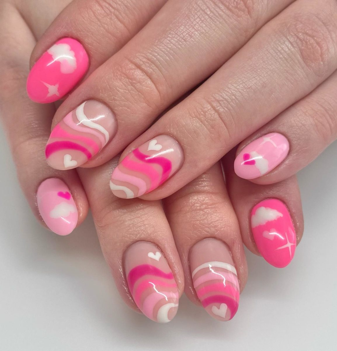 pink valentines day nails