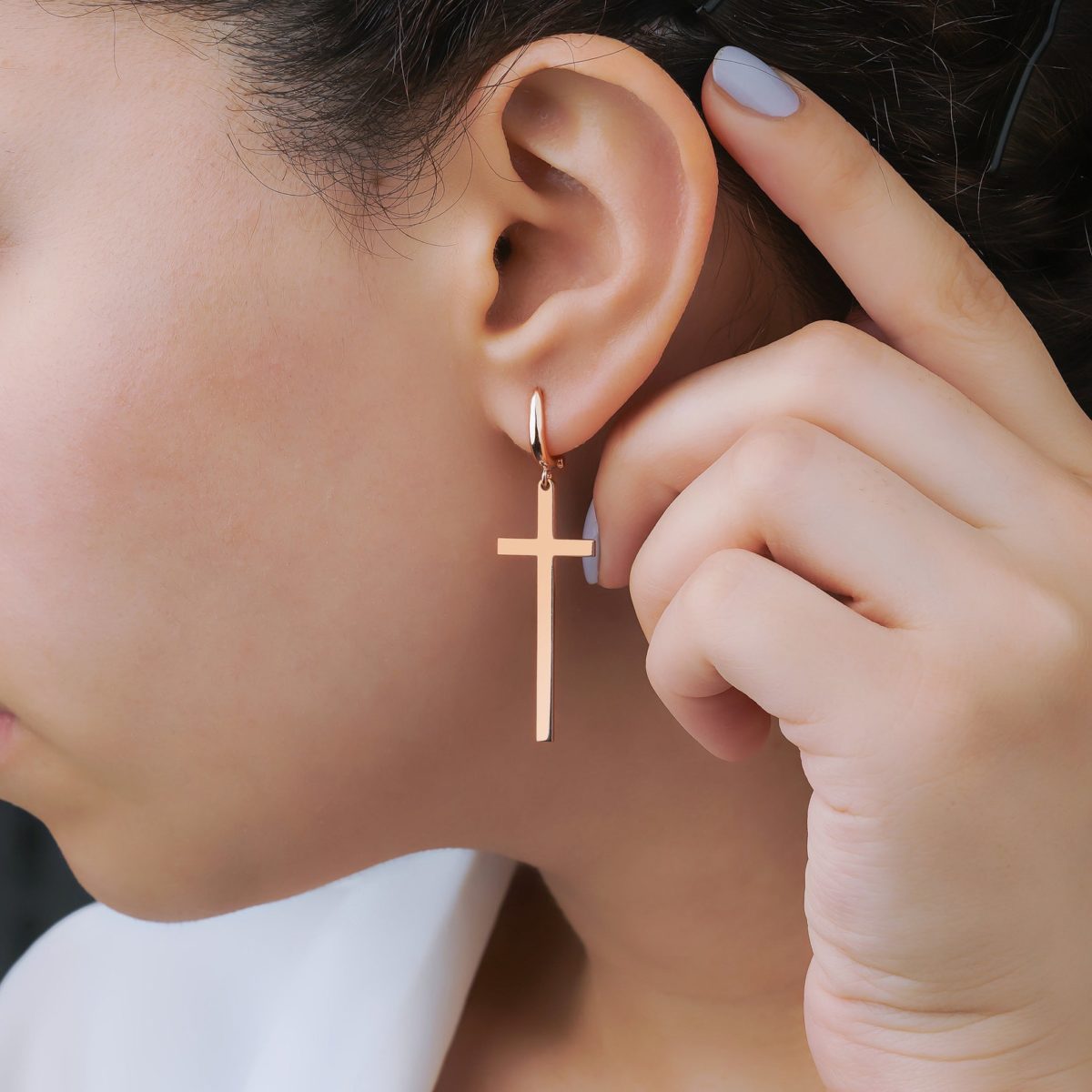 EMMA Cross Gold Hoop Earrings • Modern Geometric Earrings • Perfect for Your Minimalist Look