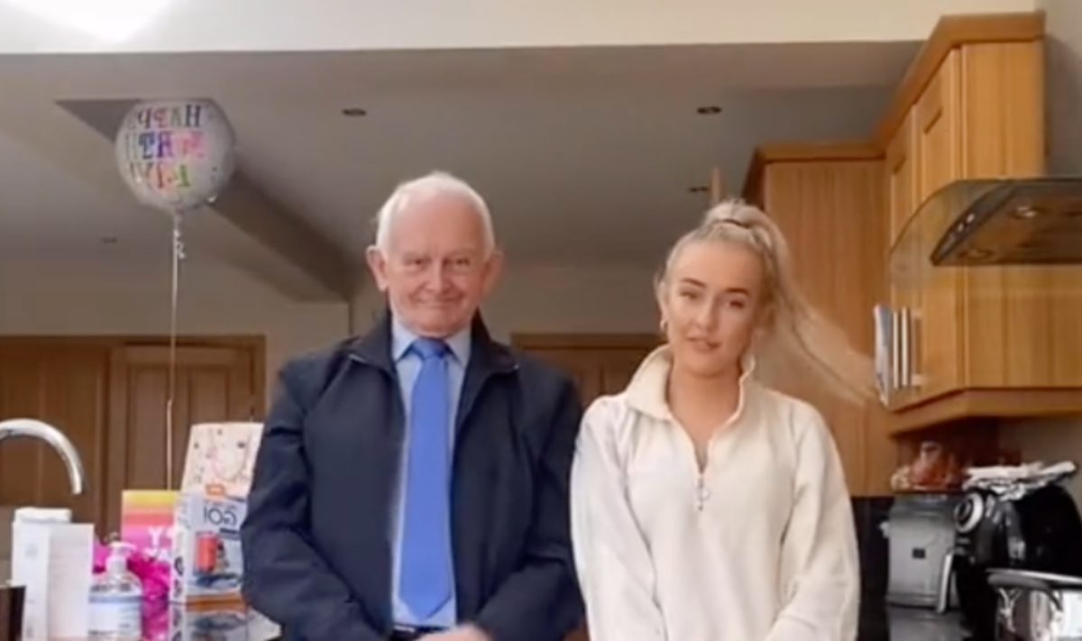 this adorable grandpa hyping up his granddaughter as she films a hair tutorial is everything