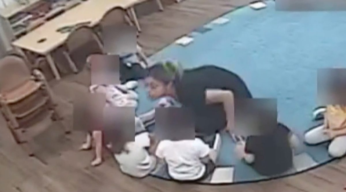 two preschool teachers charged with first-degree cruelty to children after parent logs into live stream video feed