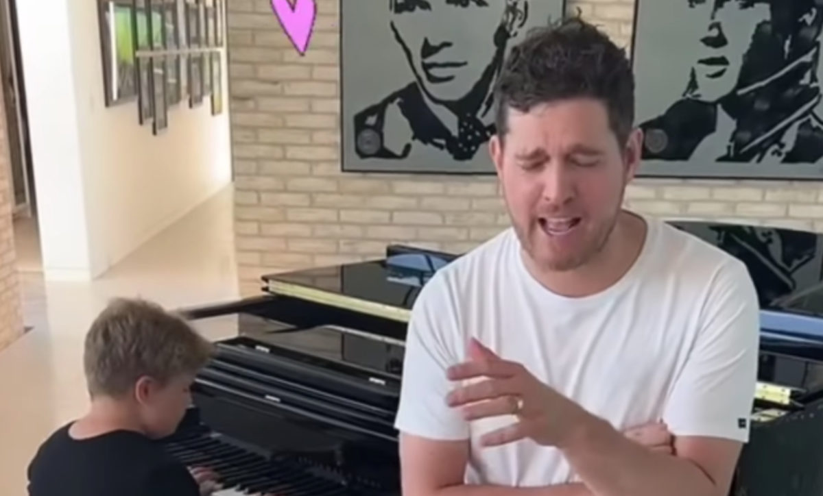 michael bublé gets choked up when 8-year-old son plays piano
