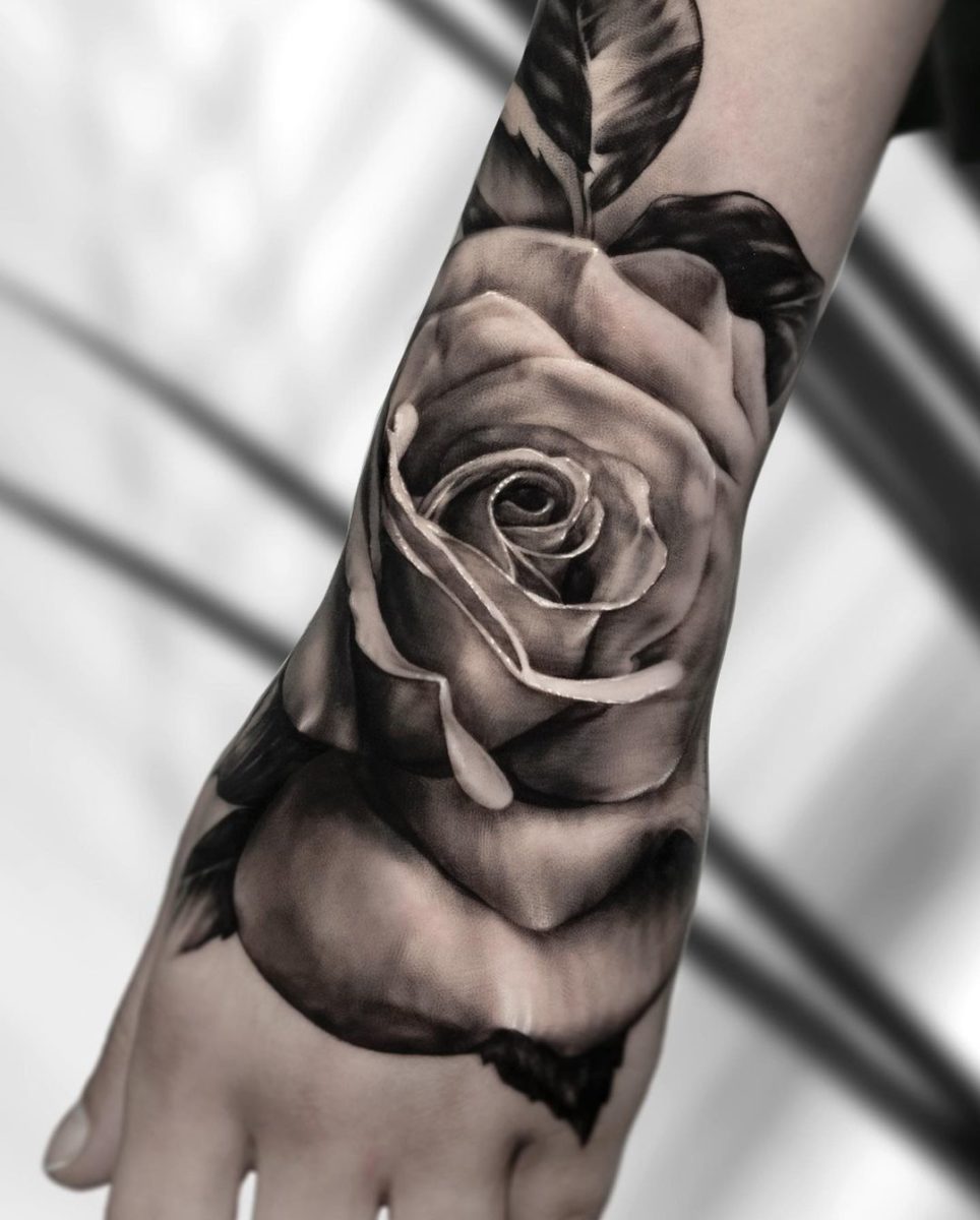 rose hand tattoos
