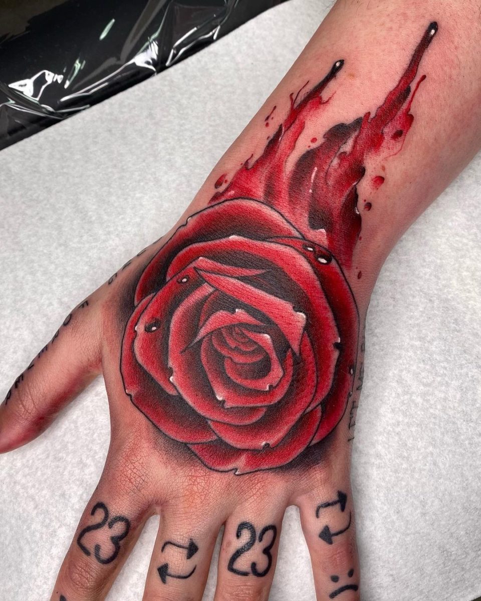 rose hand tattoos