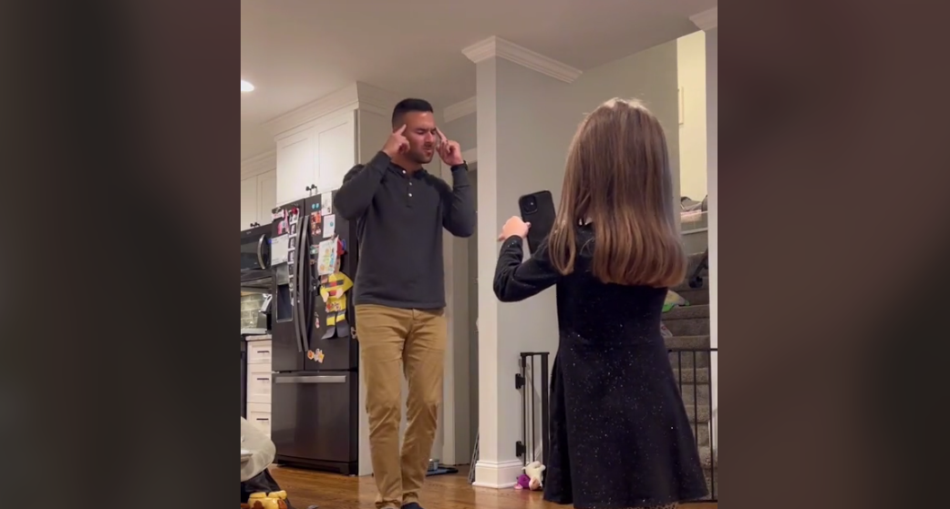 daddy-daughter duo go viral on tiktok after posting reaction to the ‘love story’ dance challenge trend