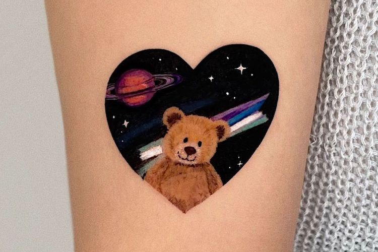 Teddy Bear Temporary Tattoo Sticker - OhMyTat