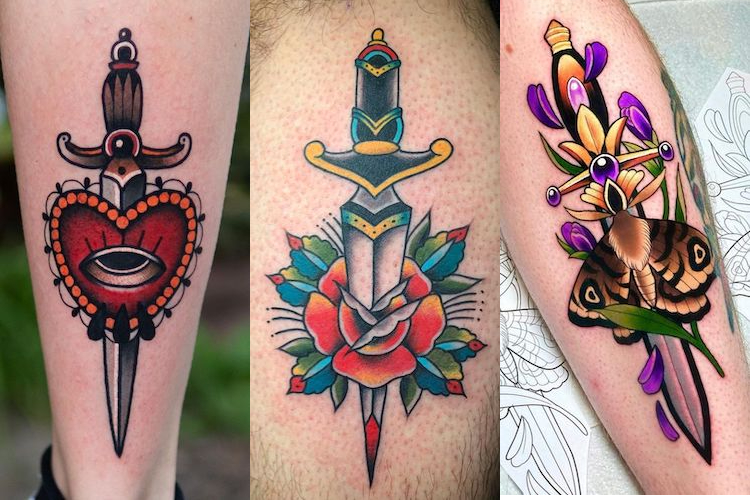5. Realistic Dagger and Flower Tattoo Examples - wide 10