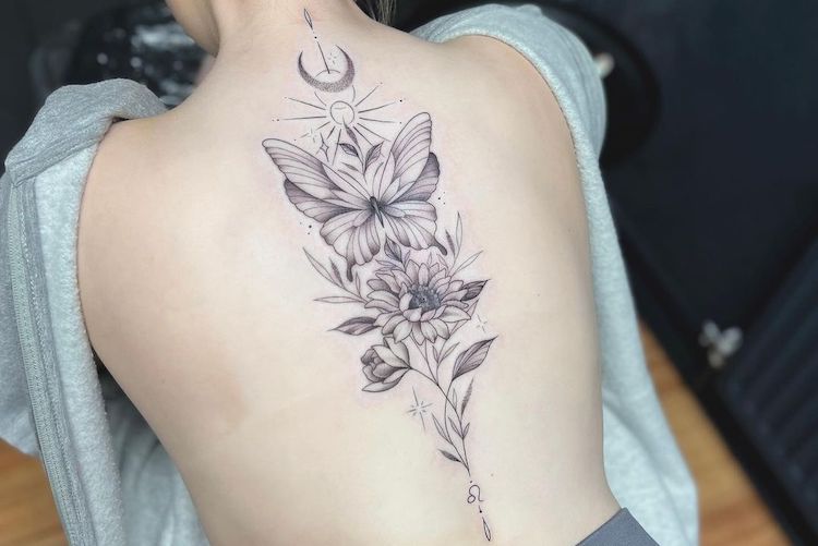 4. "Floral Spine Tattoos" - wide 8