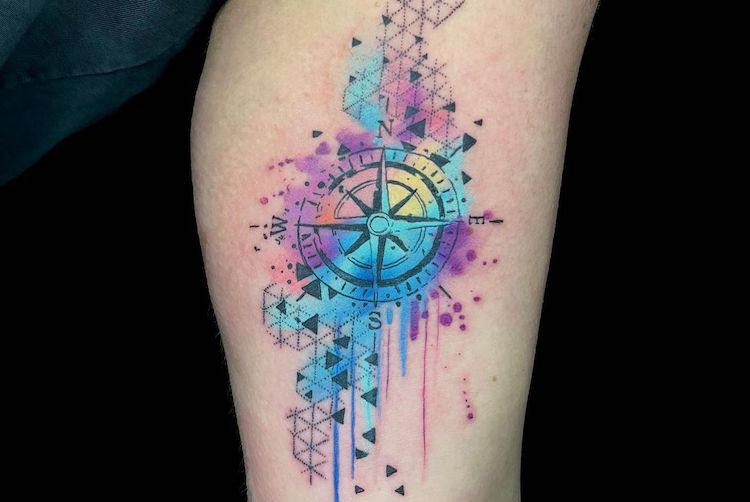 Mountain Scene with Negative Compass by Max Egy TattooNOW