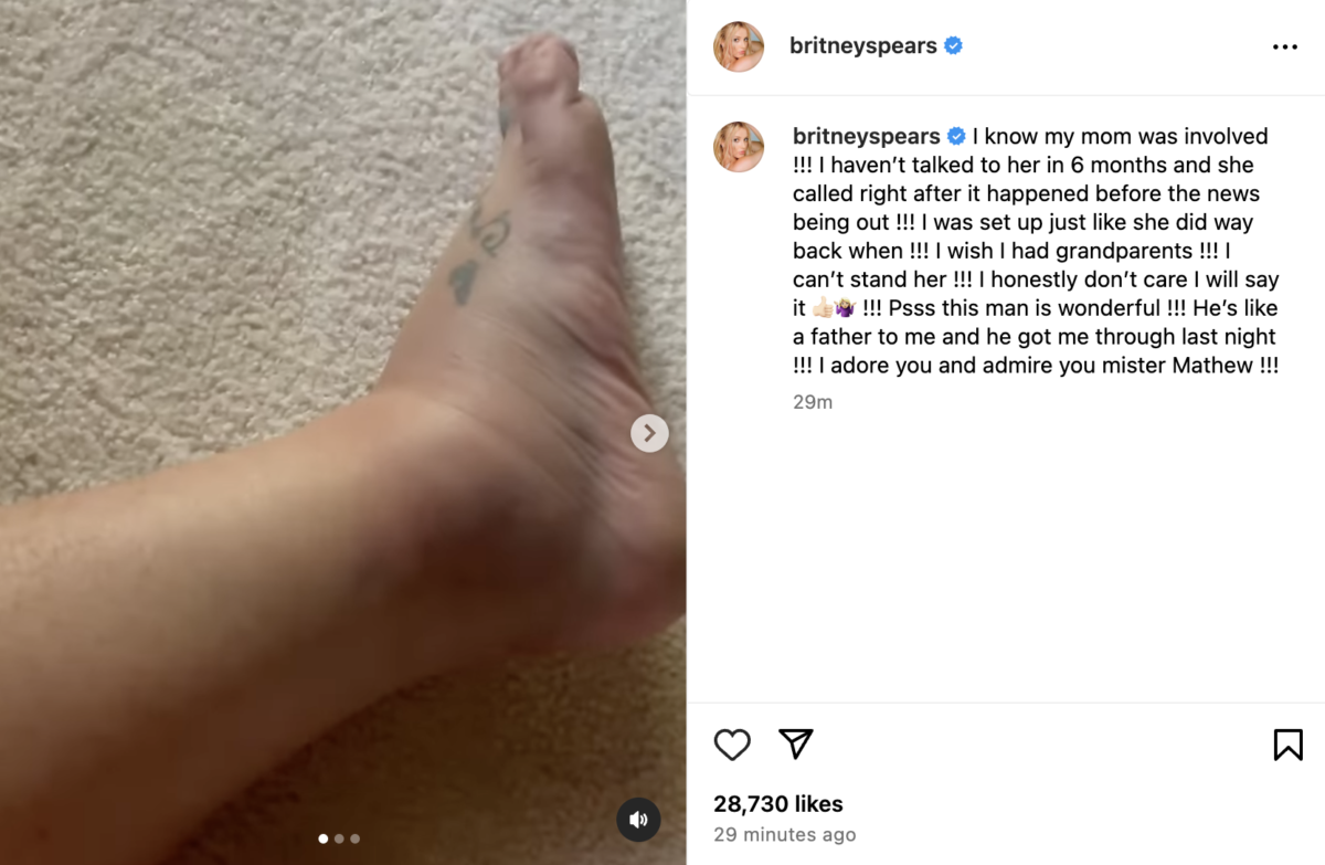 Britney Spears Shares Video of Bruised Ankle After Calling Reports She Caused a Disturbance at a Hotel 'Fake News' | Britney Spears is speaking out after reports claimed paramedics and authorities were called to a hotel she was staying at.