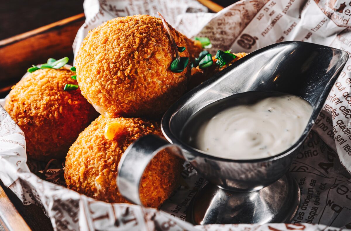 fried mac and cheese balls with ranch