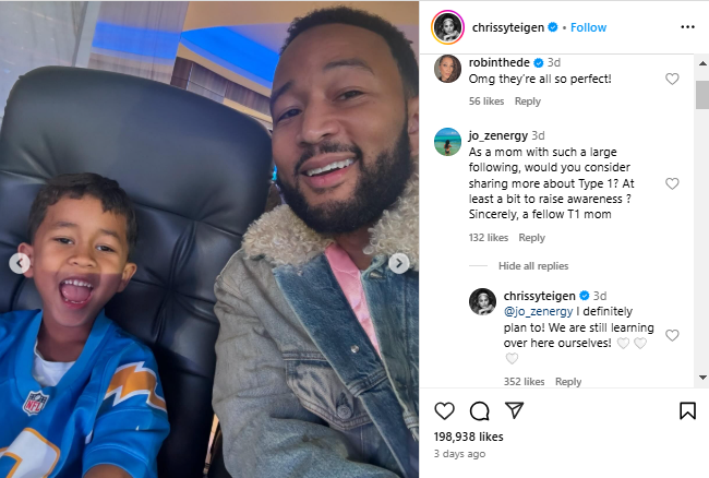 john legend son miles type 1 diabetes