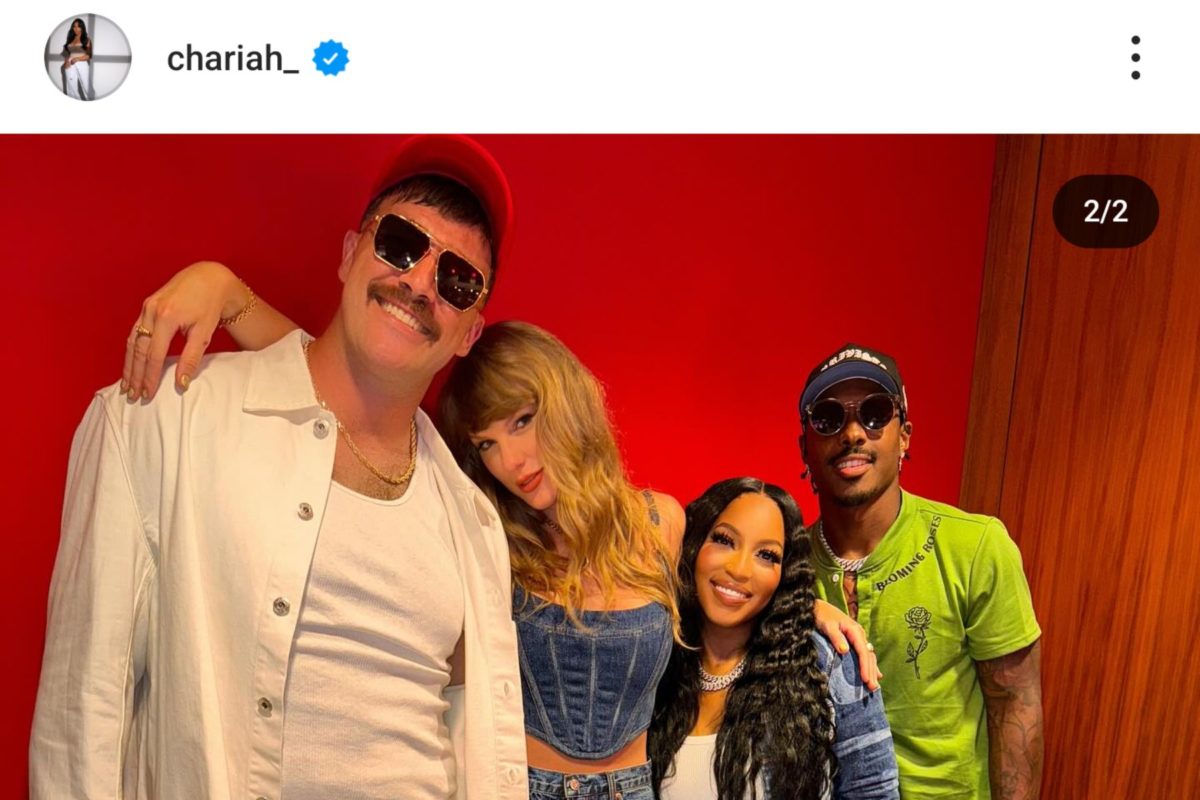 taylor swift with travis kelce mecole hardman jr and chariah gordon