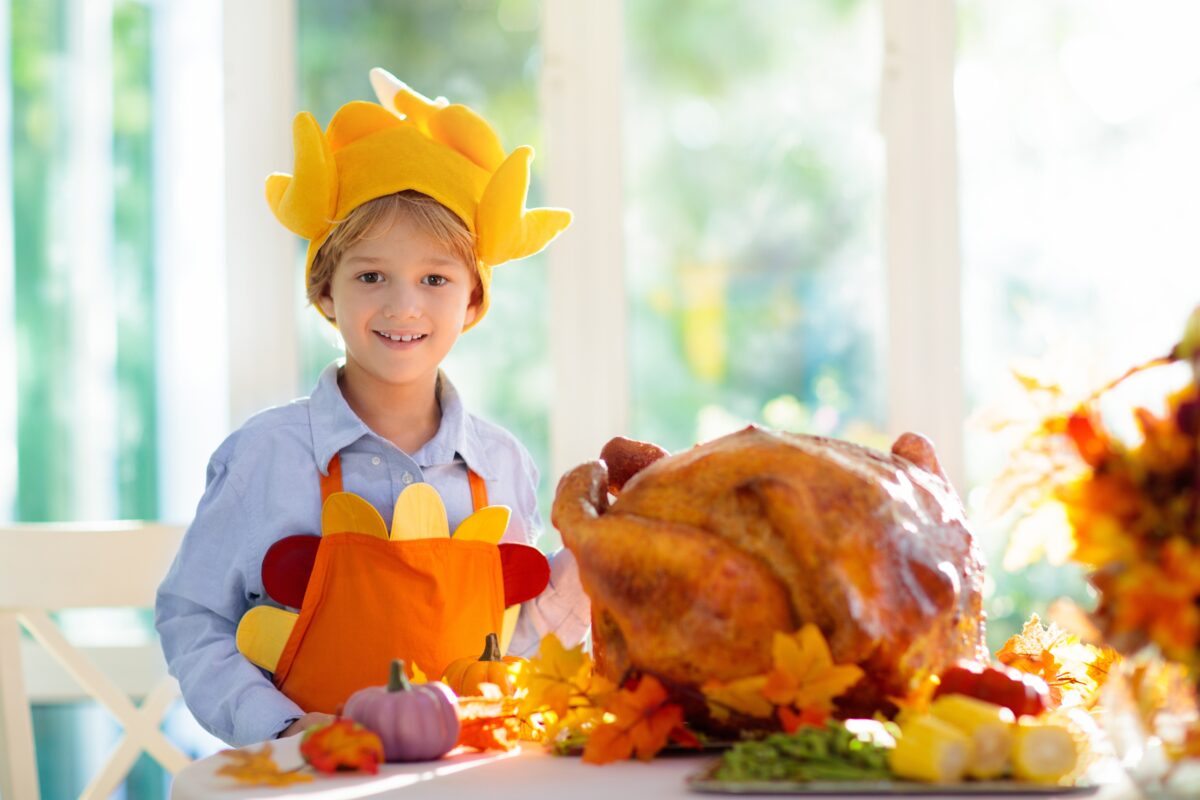 young boy turkey chef